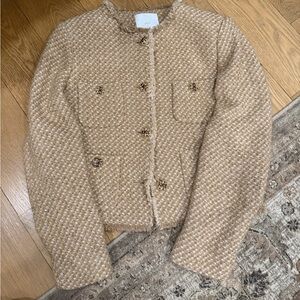 Mango Tan Houndstooth Women's Blazer
